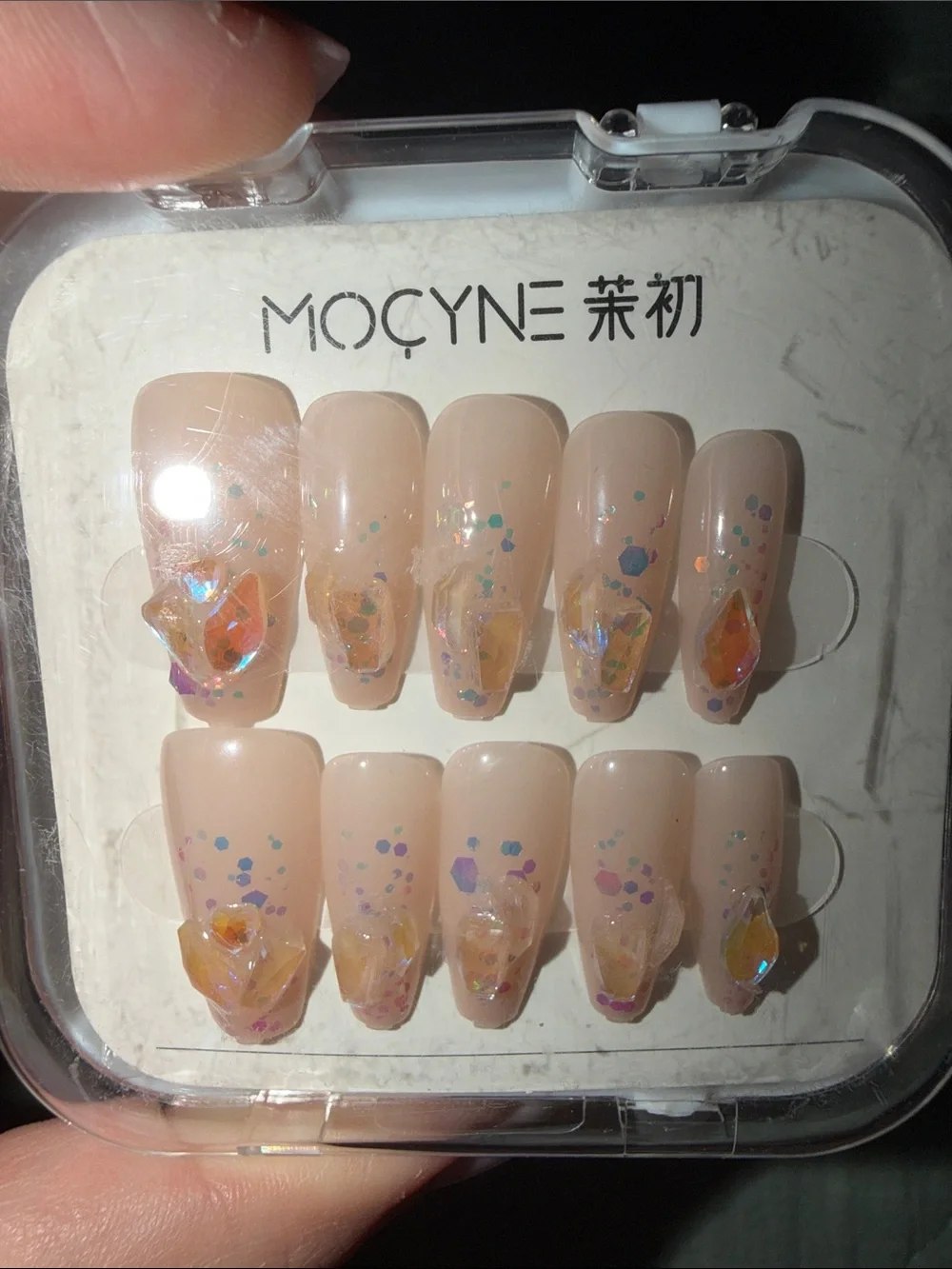 Assorted Press-On False Nails - Pink, Nude, Green, Red (Set of Multiple Designs)